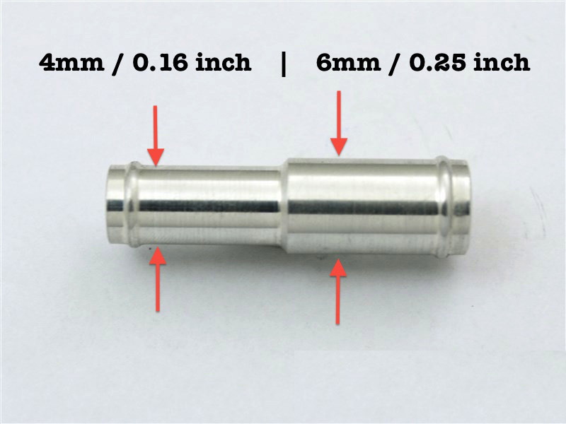  aluminium hose conversion strut joint pipe unusual diameter 4mm>6mm 2 piece insertion .