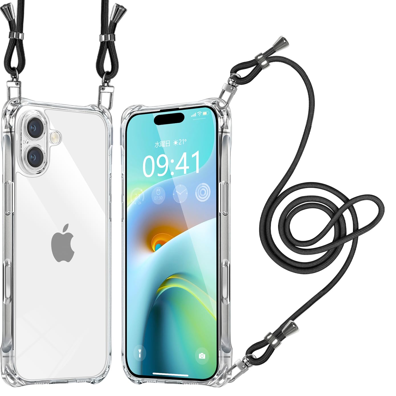 iPhone 16 кейс прозрачный плечо ударопрочный плечо .. шея .. наклонный ..... iPhone 16 покрытие настройка возможный прозрачный падение предотвращение длина /