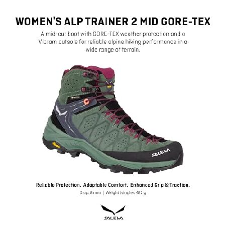 Salewa Women's Alp Trainer 2 Mid Gore-Tex Waterproof GTX Hiking Boot - Duck Green/Rhododendon - 6