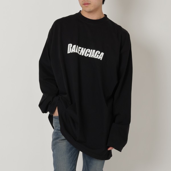 [P5% 5/29 0 час ~24 час ] Balenciaga длинный футболка tops длинный рукав большой размер черный мужской BALENCIAGA 681046 TNVL1 1070