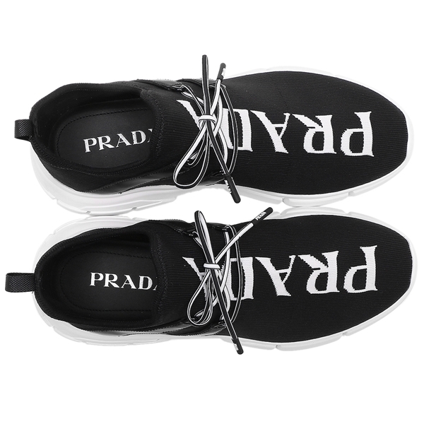 超歓迎 ブラック ロゴ ニットスニーカー 靴 スニーカー 時 24時 プラダ 12 1 P10 還元 ボーナス クリスマス 21 30日間返品ok ホワイト F0967 3ld8 4e3492 Prada メンズ シューズ Itse Edu Co
