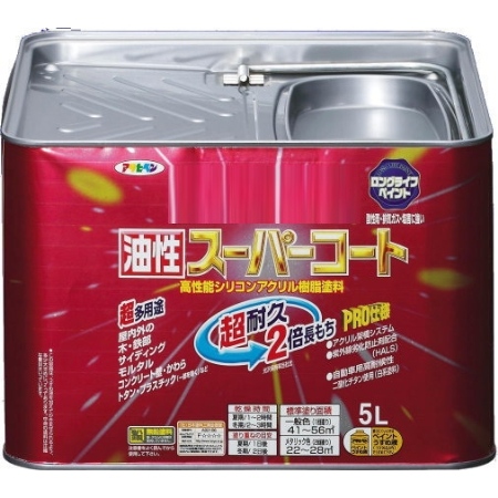 アサヒペン アサヒペン 油性スーパーコート ツヤ消し白 5L ペンキ、塗料の商品画像