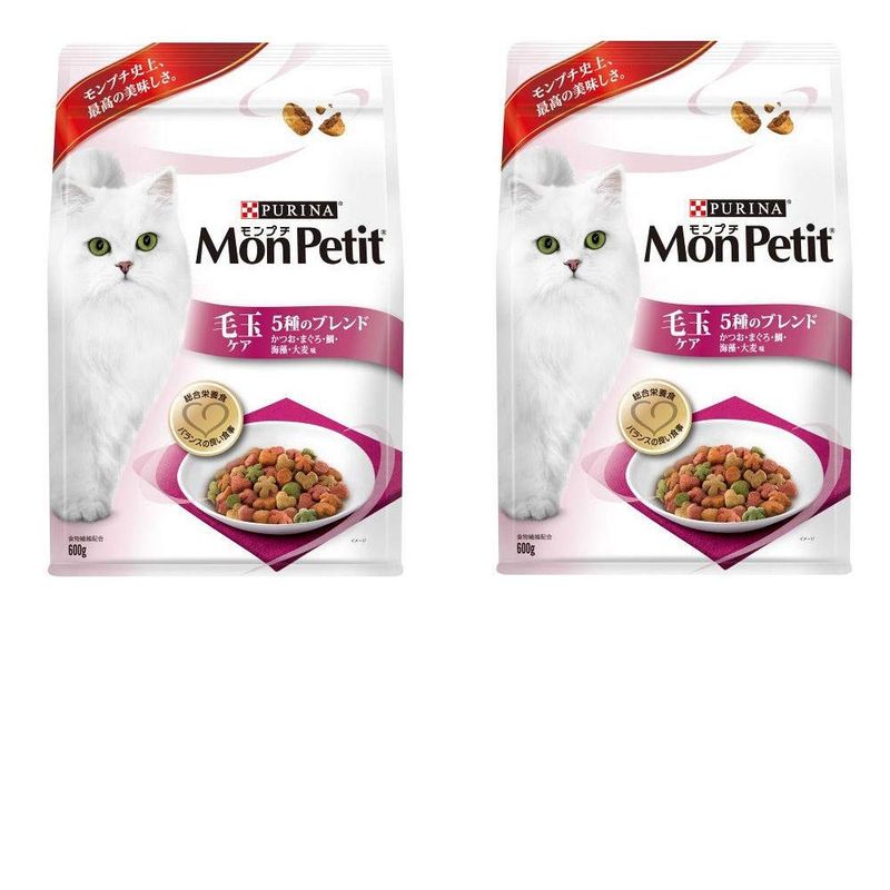 Nestle モンプチ バッグ 毛玉ケア 5種のブレンド 600g×2個 PURINA モンプチ 猫用ドライフードの商品画像