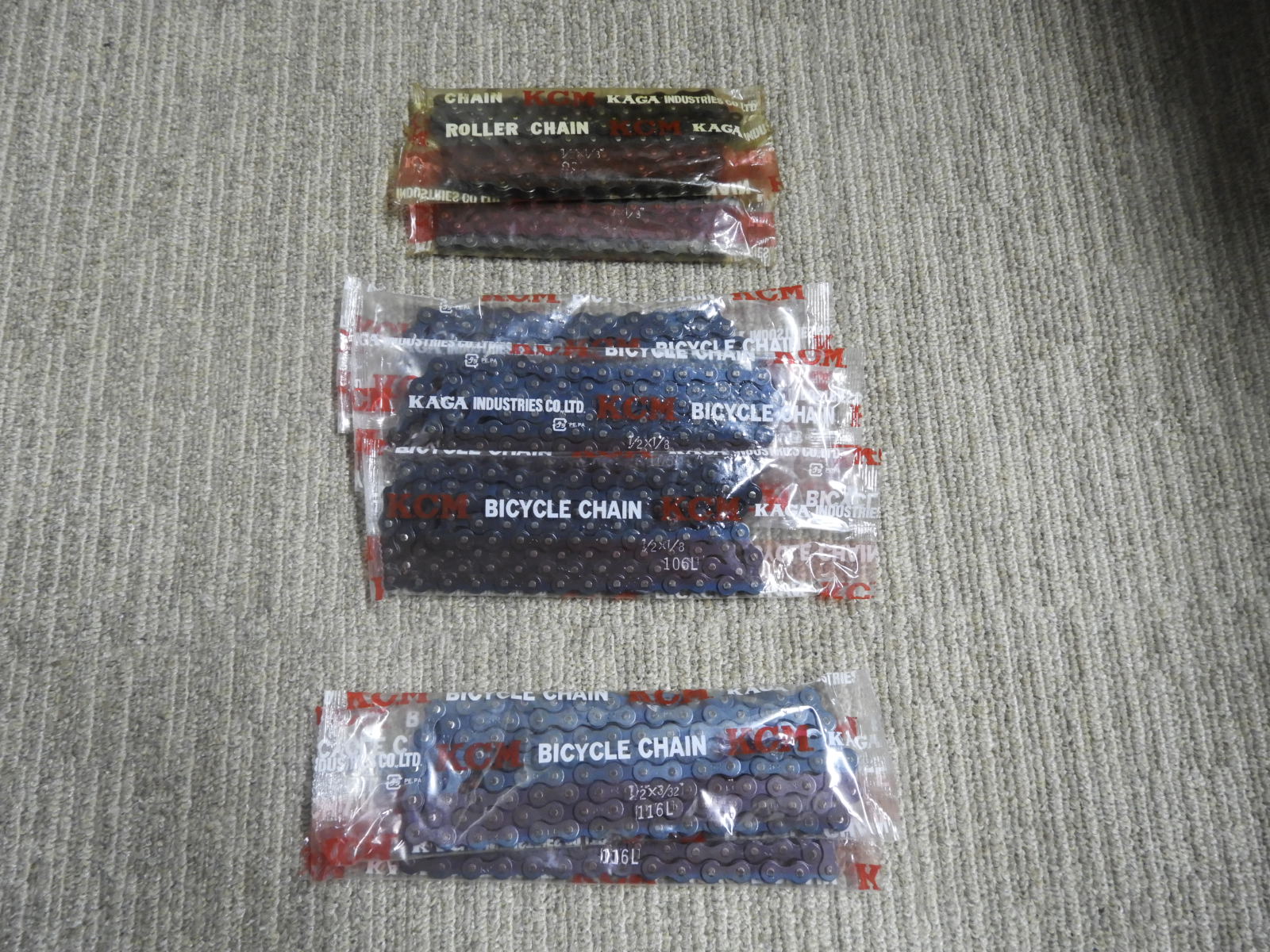  unused KCM bicycle chain 1/2×1/8 106L×3 1/2×3/32 116L×2 1/2×1/8 90L×2 7 piece set 