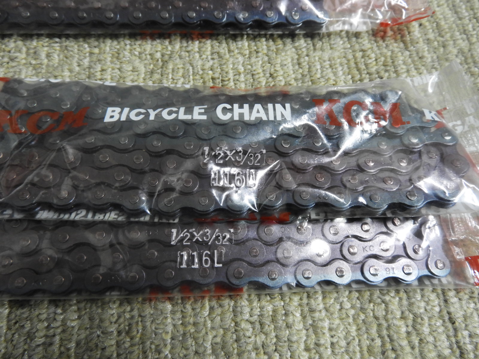  unused KCM bicycle chain 1/2×1/8 106L×3 1/2×3/32 116L×2 1/2×1/8 90L×2 7 piece set 
