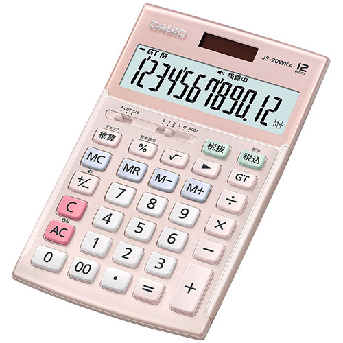 カシオ計算機 検算 本格実務電卓 ジャストタイプ JS-20WKA-PK-N（ピンク）×1個の商品画像