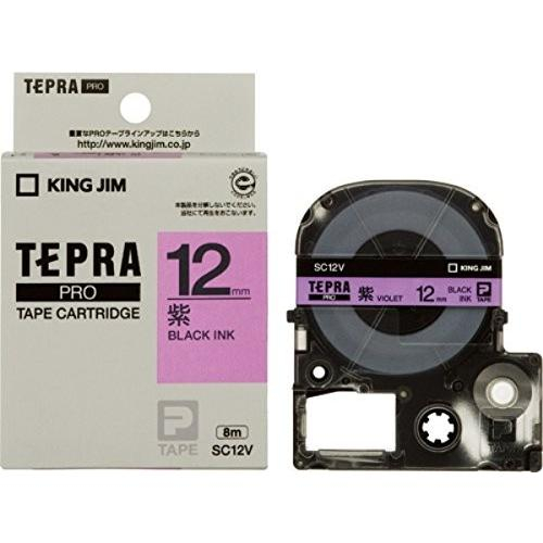 KING JIM テプラ PROテープカートリッジ カラーラベル（パステル）SC12V 12mm（紫/黒文字）×1個 テプラ TEPRA PRO ラベルプリンター、ラベルライターの商品画像