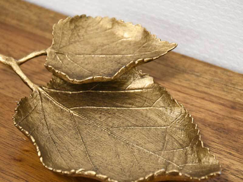 2 step leaf tray Gold antique manner leaf stylish interior display accessory tray shop supplies Cafe store case Asian 