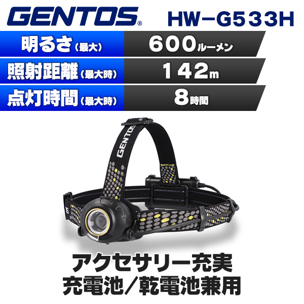 GENTOS HEAD WARSシリーズ HW-G533H HEAD WARSシリーズ アウトドア　ヘッドライト、ヘッドランプの商品画像