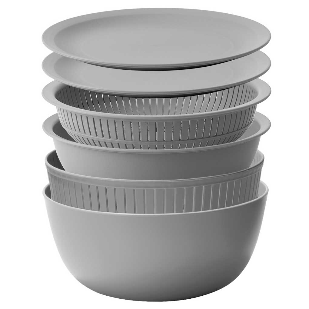ライクイット 米とぎにも使えるザルとボウル 6点セット LBK-10 グレーの商品画像