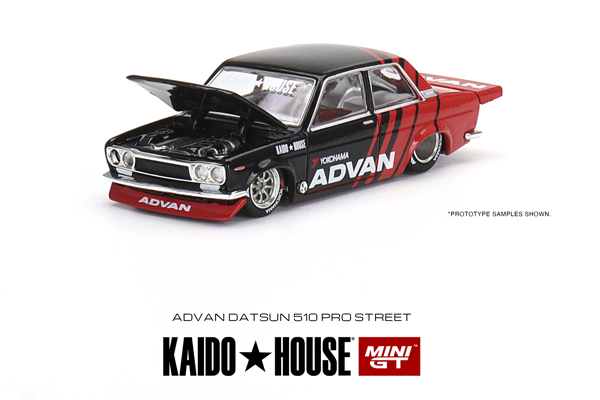 トゥルースケールミニチュアス ダットサン 510 プロストリート ADVAN （左ハンドル） （1/64スケール ダイキャスト MINI GT KHMG032） おもちゃのミニカーの商品画像