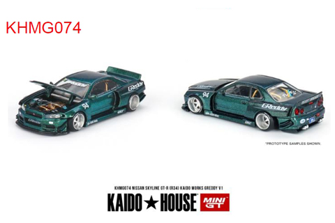 トゥルースケールミニチュアス MINI-GT 1/64 Nissan スカイライン GT-R R34 Kaido WorksGReddy V1 （右ハンドル） （KHMG074） おもちゃのミニカーの商品画像