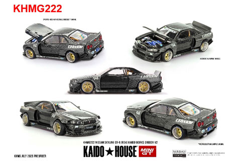 Nissan スカイライン GT-R R34 Kaido Works GReddy V2 （右ハンドル） （1/64スケール ミニGT KHMG222）の商品画像