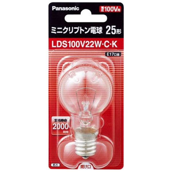 Panasonic ミニクリプトン電球 100V 25W形 E17口金 LDS100V22WCK （クリア） ×1 白熱電球の商品画像