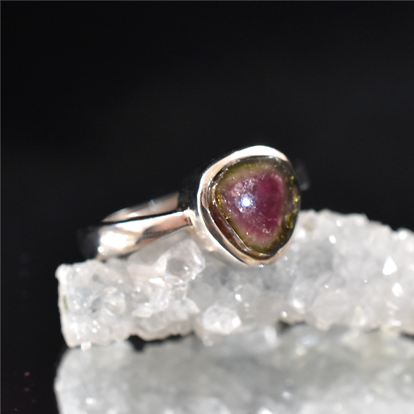  water melon tourmaline ring 17 number tourmaline bai color tourmaline ring 