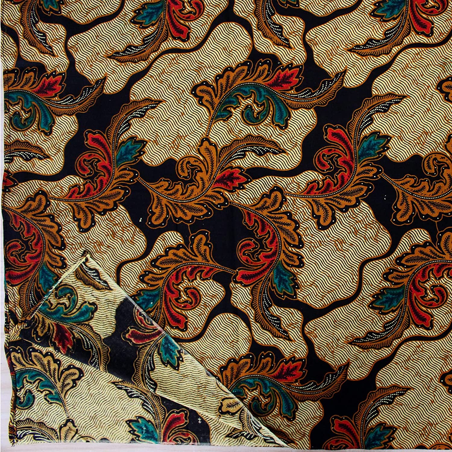 batik ткань Indonesia Java .. красочный . лист. узор 