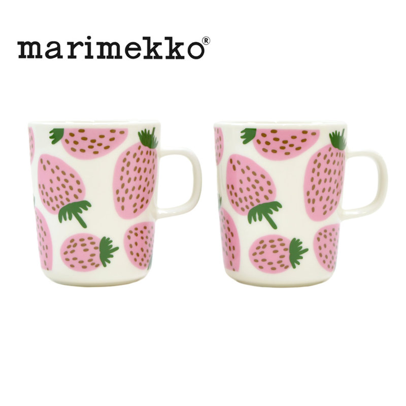 marimekko Mansikka マグカップ （ホワイト×ピンク） 【2個】 マグカップの商品画像
