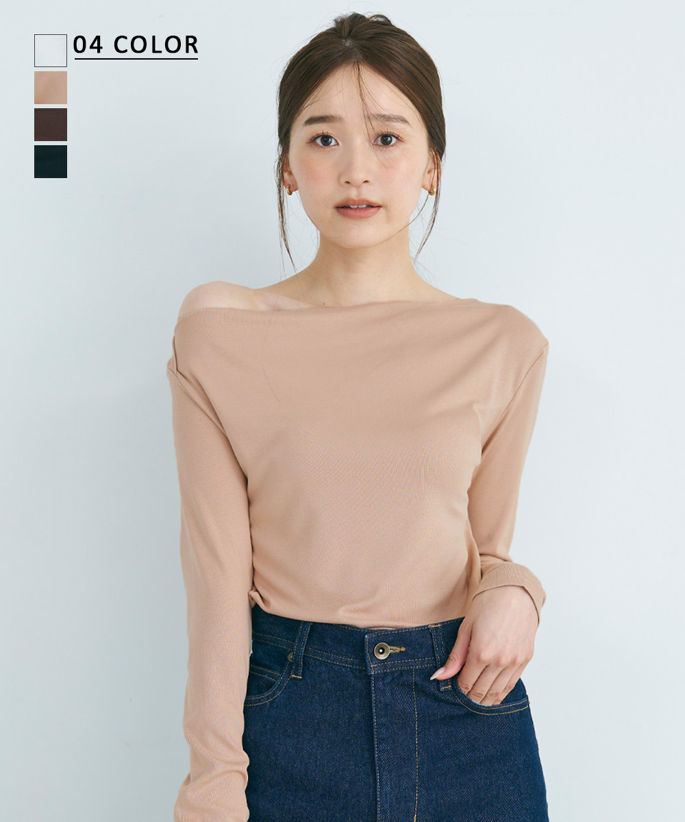 ワンショルダー長袖カットソー 