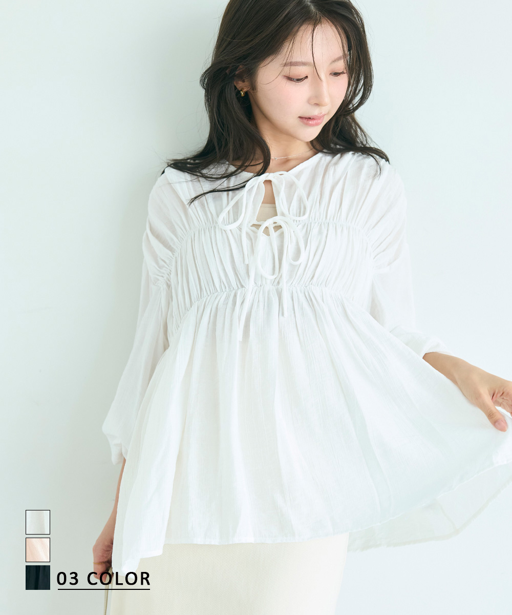 シアーリボンブラウス