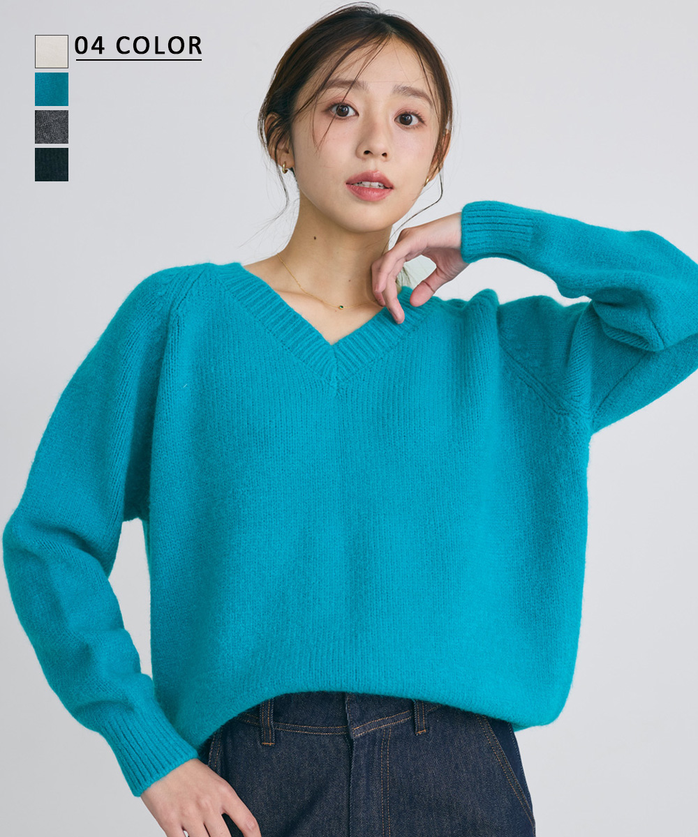 ラグランVネックニット