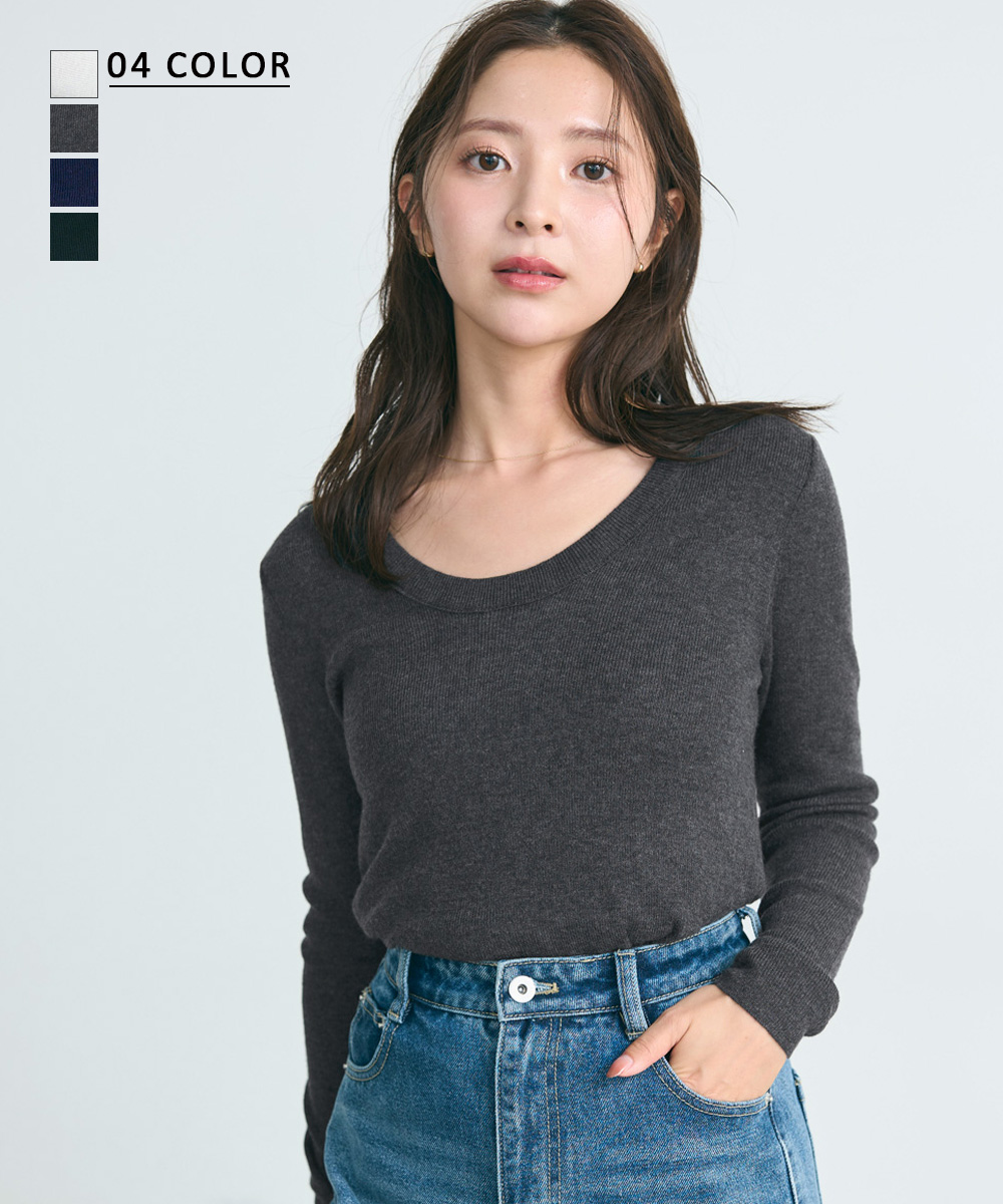 Uラウンドネックニット