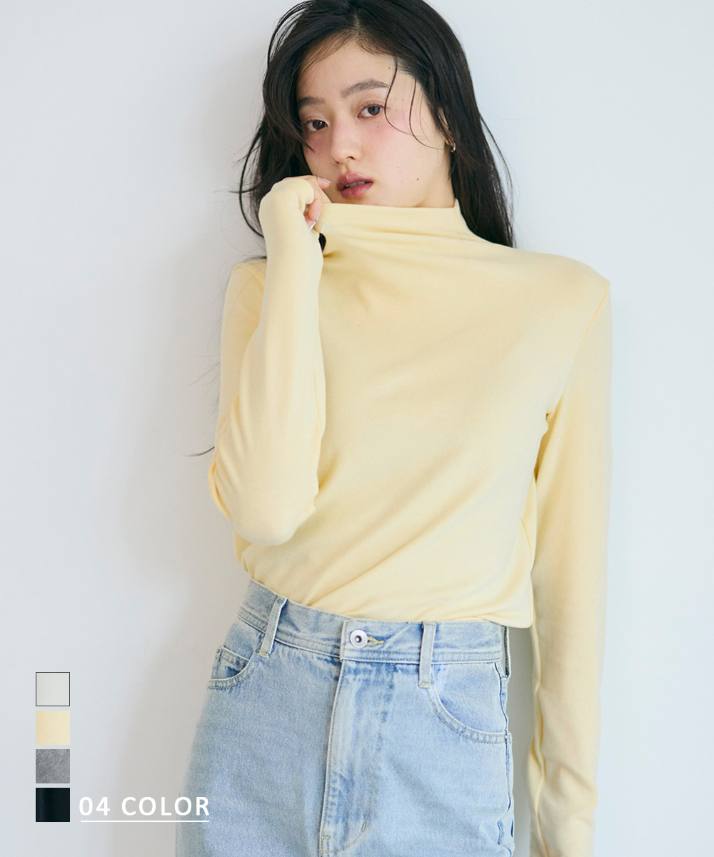 滑らかハイネックロングTシャツ