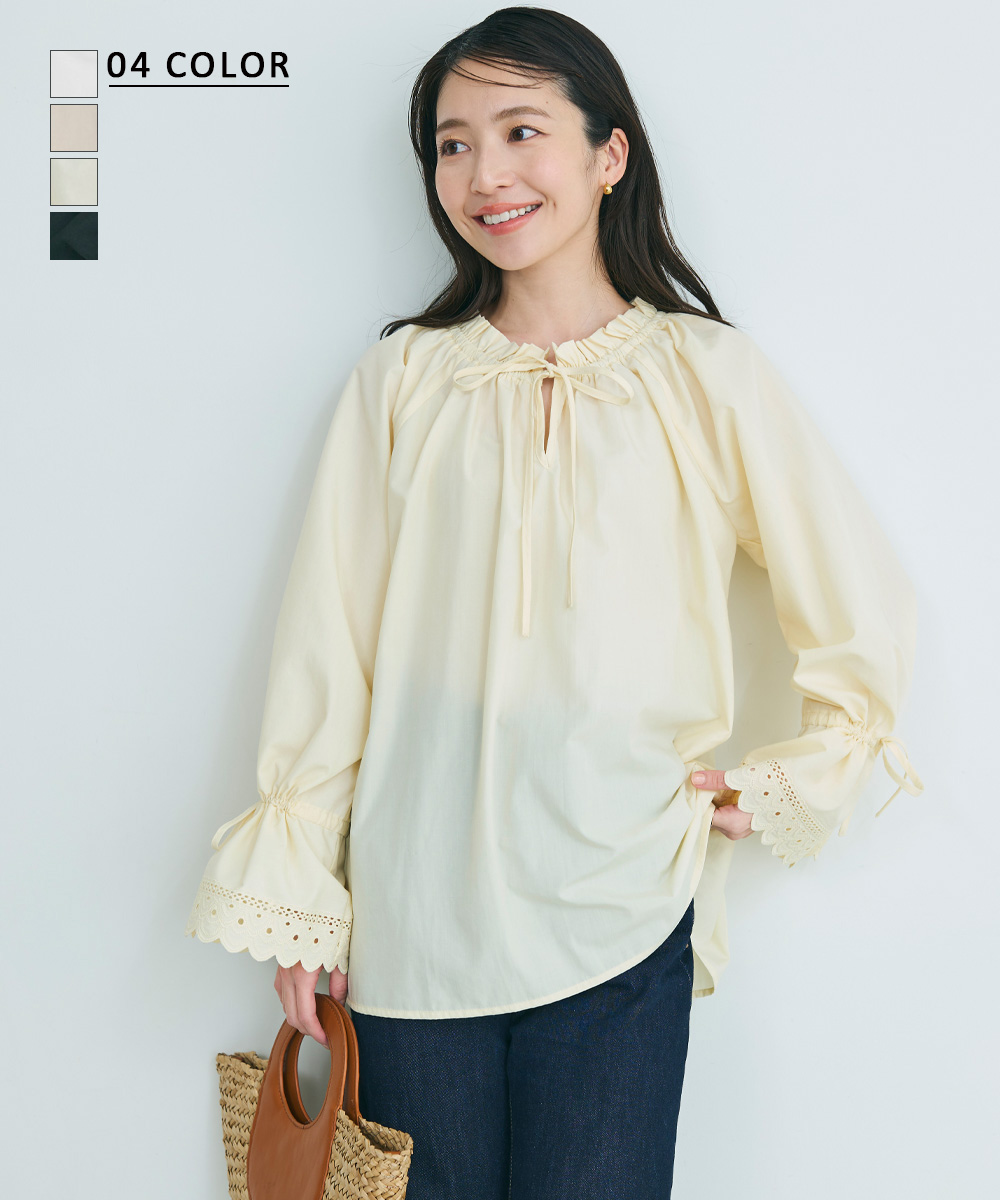 刺繍スリーブブラウス