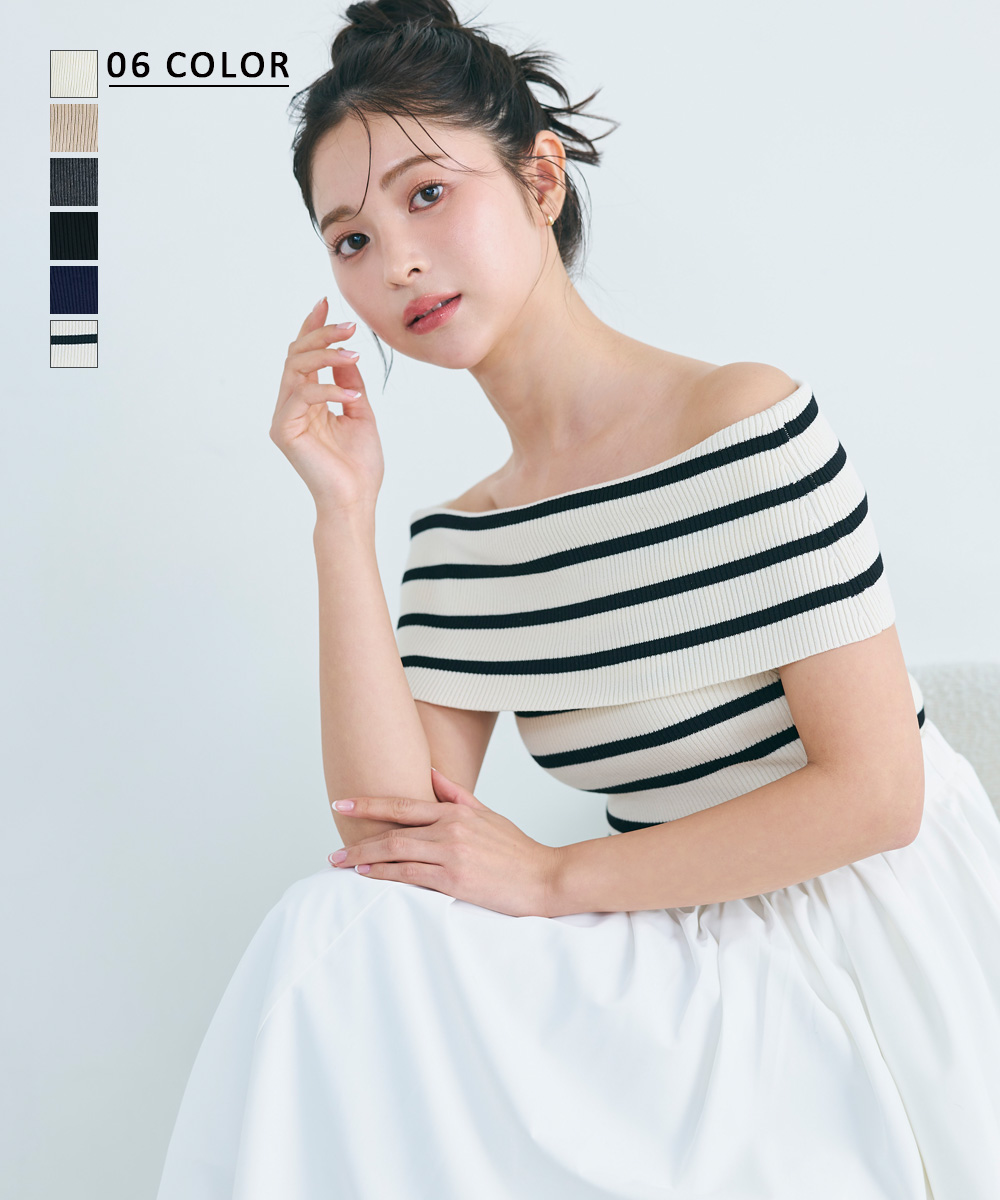 オフショルダーノースリニット