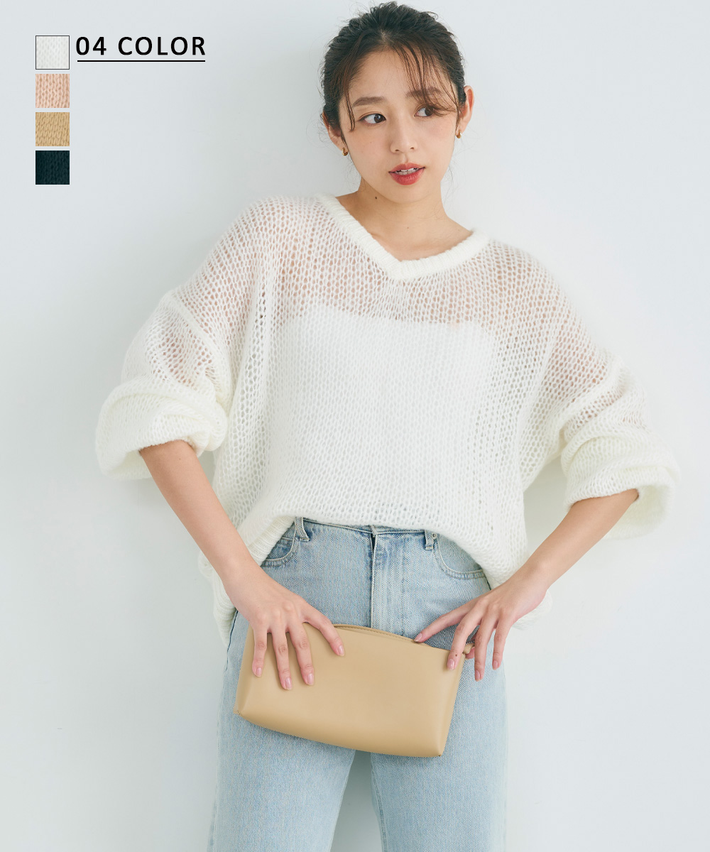 【HARUKA DESIGN】バルーンスリーブシアーニット 