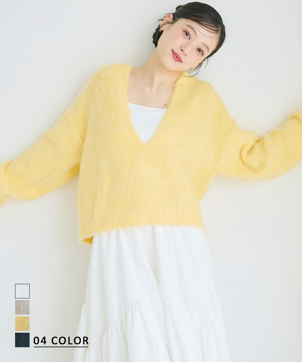 モヘアスキッパーニットトップス