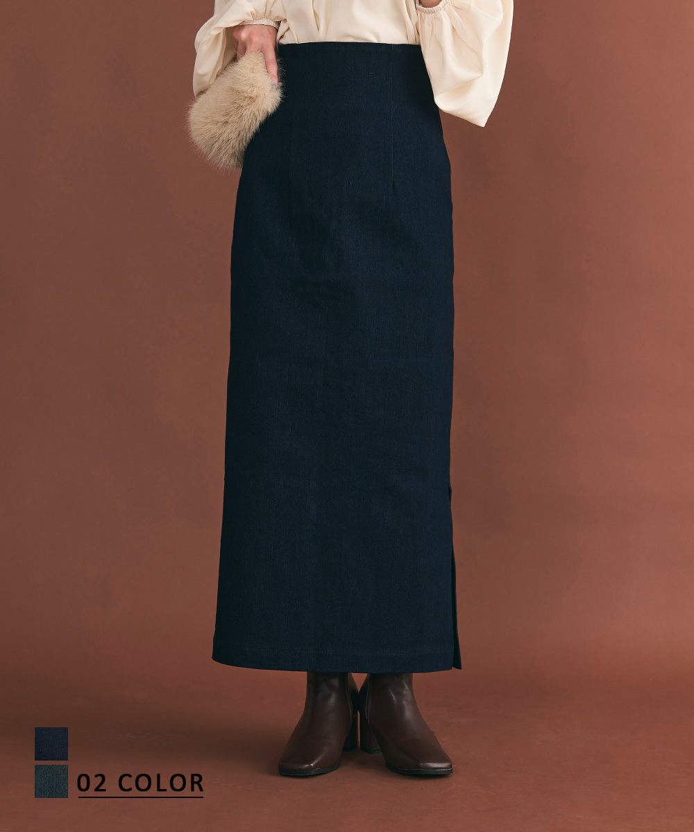 【MAAYA DESIGN】ハイウエストタイトデニムスカート