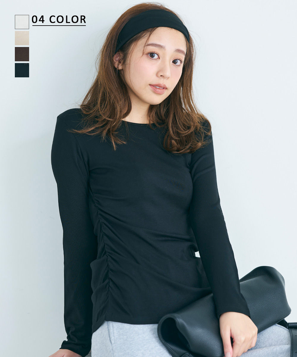 ヘアバンド付きウエストギャザーTシャツ