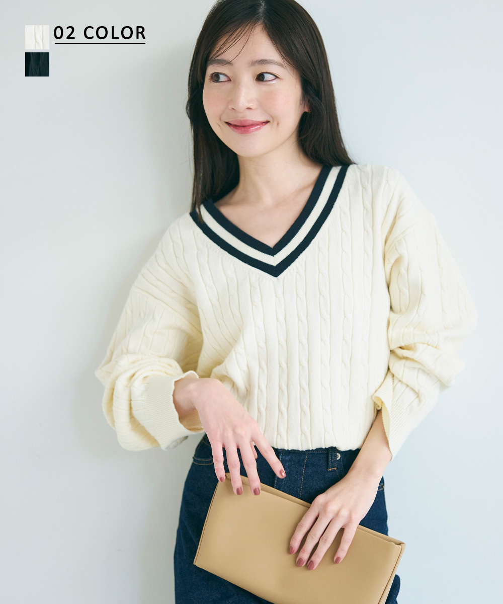 バーシティケーブルニット