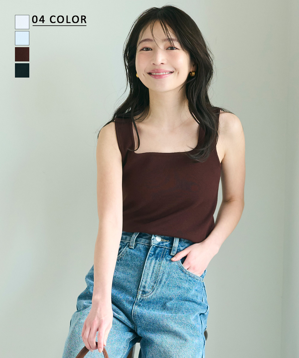 スクエアネックノースリーブニット