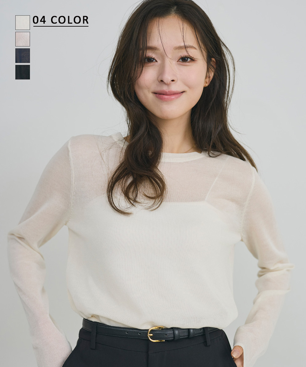 シアークルーネックニット