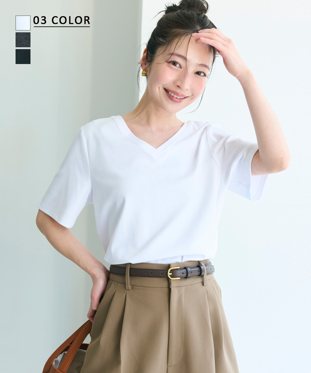 Vネックカットソー