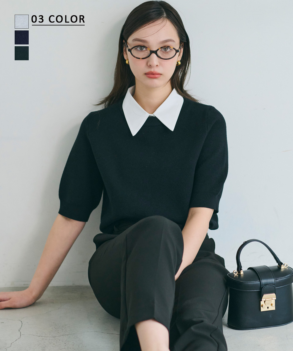 【MAAYA DESIGN】 襟付き半袖ニット