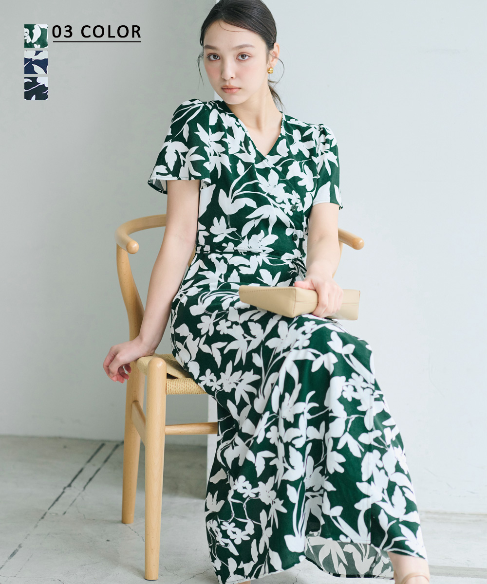 花柄カシュクールワンピース