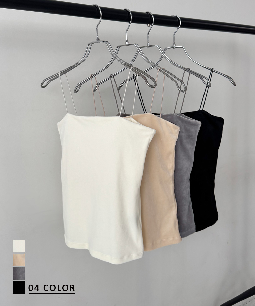 カップ付きベロアスパゲッティキャミソール