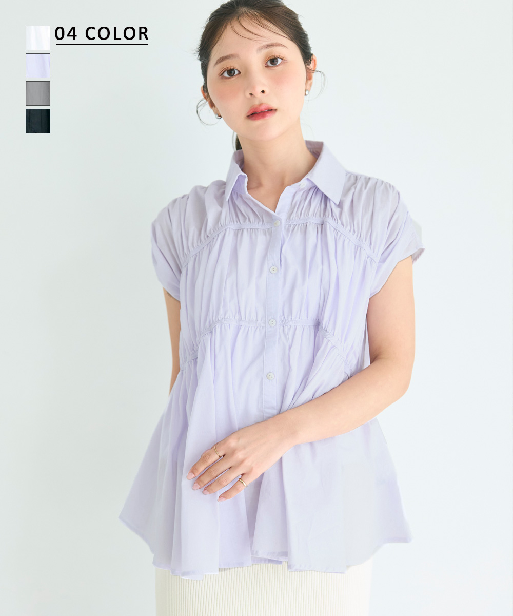 シアーギャザーブラウス