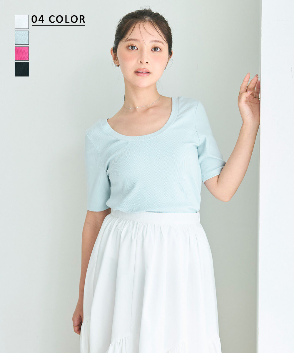 【HARUKA DESGIN】ディープラウンドネック半袖カットソー