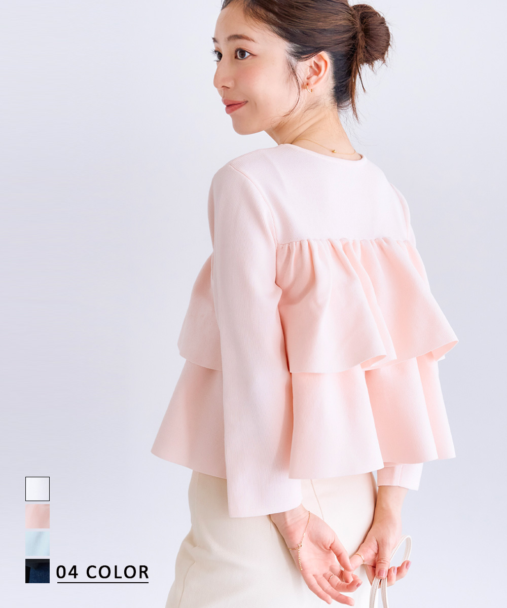 クロップドフレアニット