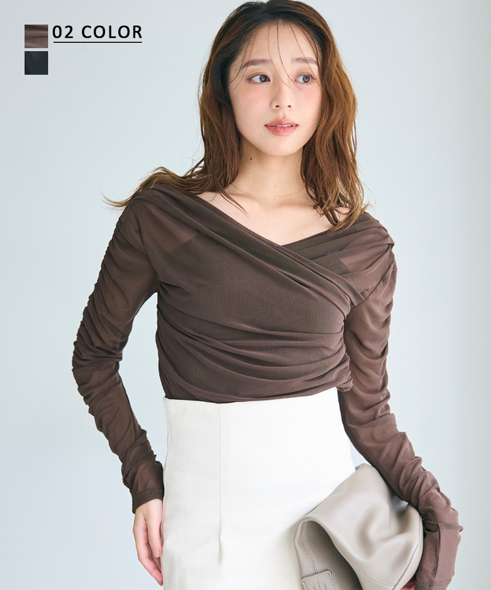 チュールカシュクールトップス