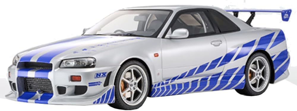 京商 日産 スカイライン R34 GT-R 2001 （シルバー×ブルーストライプ