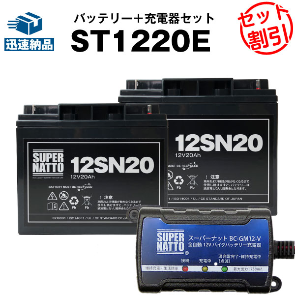 cycle battery ST1220E marine Busboat electro for battery profit 3 point set charger ( charger )+ battery (12V20Ah) 2 piece super nut 