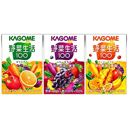 KAGOME 野菜生活100 3種アソートセット（オリジナル・マンゴーサラダ・ベリーサラダ）100ml×12本（各4本）×3セット 野菜生活100 野菜ジュースの商品画像