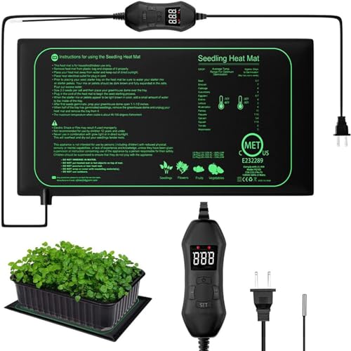 BluFied heat mat gardening germination mat plant heating for raising seedling mat raising seedling vessel interior cultivation gardening for heater mat digital thermostat controller attaching seedling heat mat 