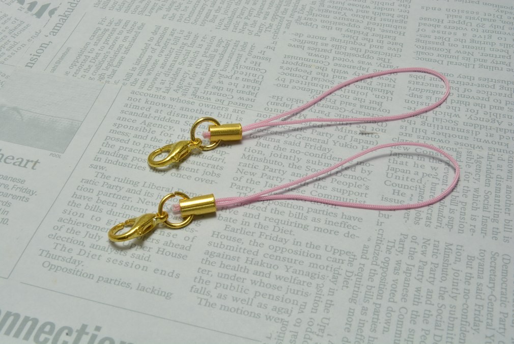  beads Club crab can attaching strap gold 100ps.@ pink strap mobile parts hand made smartphone accessories set 