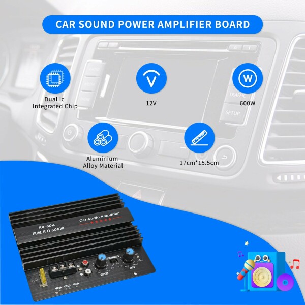  car sound power amplifier board,12V 600W high power low sound subwoofer amplifier board,te.a