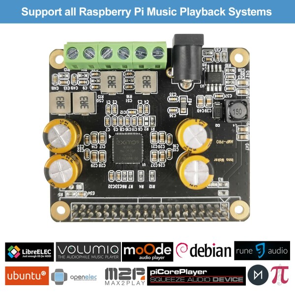 Raspberry Pi audio amplifier 2x80Wpi-k output D class high faiAMP Pro cap,192KHz/24bit MA12070PVolumio,M